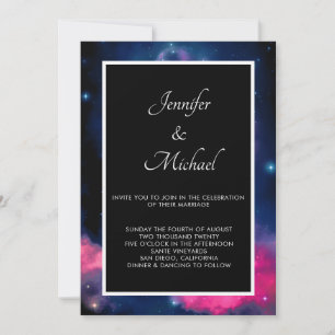 Invitation Élégant rose et bleu Galaxy Etoiles Mariage Abstra