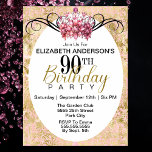 Invitation Elégant rose et or Damask 90e anniversaire<br><div class="desc">Elégant Damas Rose et Or Avec Une Couronne Jolie Faux Rose 90e Anniversaire Invitation Pour Femmes. Il Est Facile De Changer L'Exemple De Texte En Vous Propre En Cliquant Sur Personnaliser. Cliquez Sur Personnaliser/Modifier Avec L'Outil De Conception Pour Modifier Le Type De Police, La Couleur De Police Ou Pour Modifier/Modifier/Ajouter...</div>