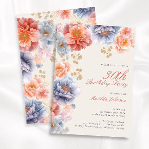 Invitation Elégant rose floral 30e anniversaire