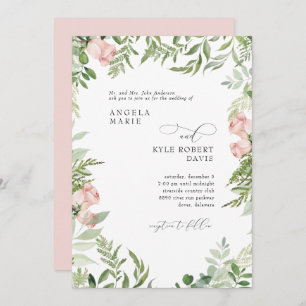 Invitation Elégant rose Floral Aquarelle Eucalyptus Parents