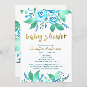 Invitation Elégant Rose Floral Baby shower aquarelle