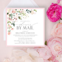 Élégant Rose Floral Bridal Script Douche Par Courr