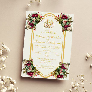 Invitation Élégant Rose Floral Mariage islamique
