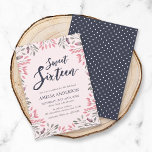 Invitation Élégant rose Floral Sweet 16 Anniversaire Invitati<br><div class="desc">Elégante Floral Sweet 16 invitation avec une bordure de roses roses roses, feuilles roses et feuilles gris avec les mots "Sweet sixteen" contre un arrière - plan rose clair. C'est la carte parfaite pour le 16ème anniversaire d'une fille. La carte comprend un pois à l'arrière. Consultez d'autres éléments correspondants ici...</div>