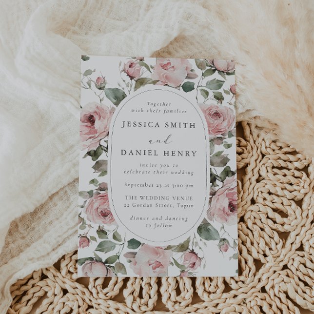 Invitation Élégant Rose flou Mariage floral (Créateur téléchargé)