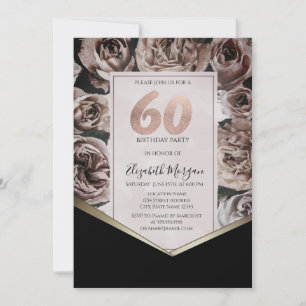 Invitation Élégant Rose foncé 60e anniversaire
