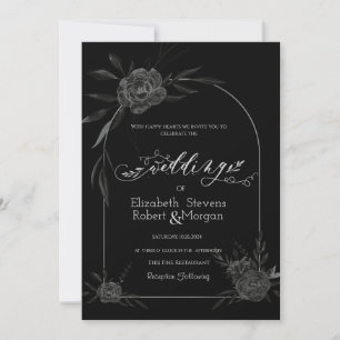 Invitation Élégant Rose foncé Mariage noir