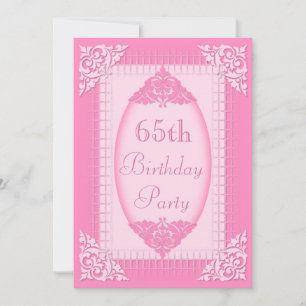Invitation Élégant, rose girly pour 65e anniversaire