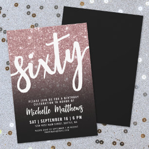 Invitation Elégant Rose Gold 60e anniversaire