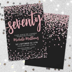 Invitation Elégant Rose Gold 70e anniversaire