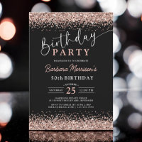 Elégant Rose Gold Black Parties scintillant 50e an