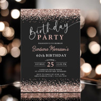 Elégant Rose Gold Black Parties scintillant 60e an
