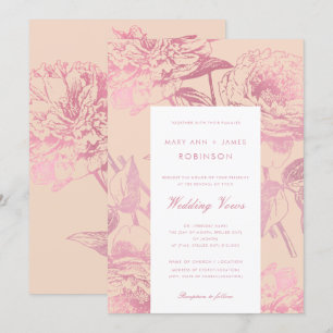 Invitation Elégant Rose Gold Blush Floral Mariage Vow Renouve