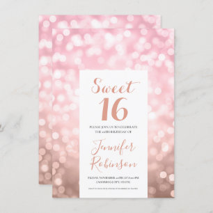 Invitation Élégant Rose Gold Blush Sweet 16