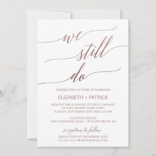 Invitation Élégant Rose Gold Calligraphie Vow Renouvellement