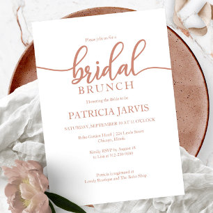 Invitation Élégant Rose Gold Calligraphy Bridal Brunch