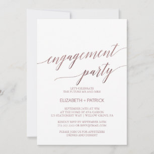 Invitation Élégant Rose Gold Calligraphy Engagement