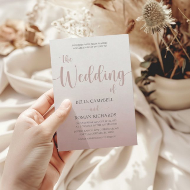 Invitation Élégant Rose Gold Calligraphy Script Mariage (Créateur téléchargé)