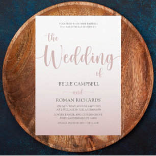 Invitation Élégant Rose Gold Calligraphy Script Mariage