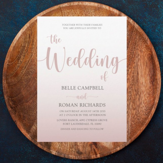 Invitation Élégant Rose Gold Calligraphy Script Mariage (Créateur téléchargé)