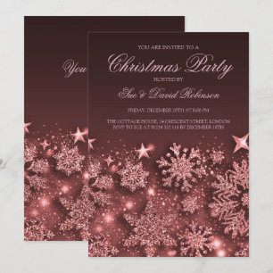 Invitation Élégant Rose Gold Christmas Party Winter Glam