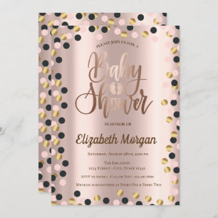 Invitation Elégant Rose  Gold Dots Baby shower