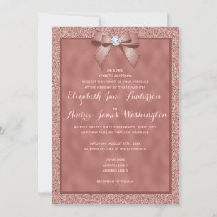 Invitation Elégant Rose Gold et élégant Mariage Parties scint