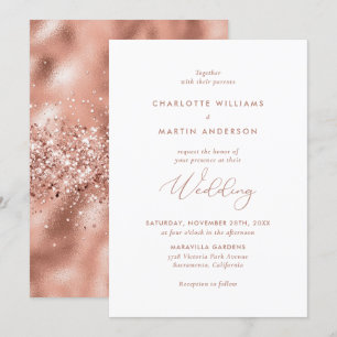 Invitation Élégant Rose Gold Foil Mariage Parties scintillan