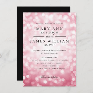 Invitation Élégant Rose Gold Glam Lights Mariage