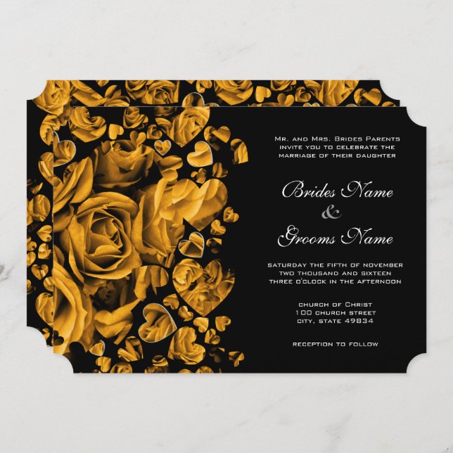 Invitation Élégant Rose Gold Heart Mariage (Devant / Derrière)