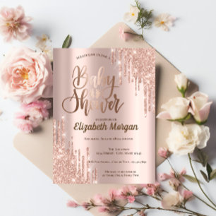 Invitation Élégant Rose Gold Parties scintillant Baby showe