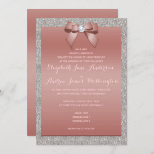 Invitation Élégant Rose Gold & Silver Parties scintillant Mar