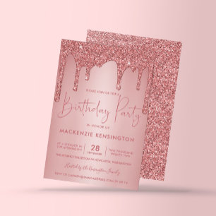 Invitation Elégant Rose Gold Sparkle Parties scintillant Driv