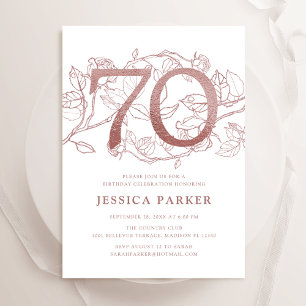 Invitation Elégant Rose Gold White 70e anniversaire
