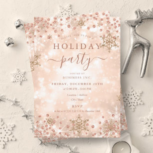 Invitation Élégant Rose Gold Xmas hiver Société vacances