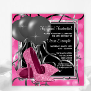 Invitation Élégant rose hauts talons fête d'anniversaire