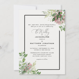 Invitation Élégant rose Mariage de verdure