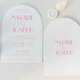 Invitation Élégant Rose Mariage Minimaliste Style Arqué