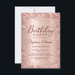 Invitation Elégant Rose métal Parties scintillant or 40e anni<br><div class="desc">Elégante rose moderne or métallique et parties scintillant 40e anniversaire invitations de fête. Ce design de carte à poutres adultes est composé d'un script de calligraphie manuscrit élégant, d'un arrière - plan métallique en faux or rose ou rose avec cadre de parties scintillant en glam autour. Facile à personnaliser, parfait...</div>