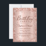 Invitation Elégant Rose métal Parties scintillant or 40e anni<br><div class="desc">Elégante rose moderne or métallique et parties scintillant 40e anniversaire invitations de fête. Ce design de carte à poutres adultes est composé d'un script de calligraphie manuscrit élégant, d'un arrière - plan métallique en faux or rose ou rose avec cadre de parties scintillant en glam autour. Facile à personnaliser, parfait...</div>