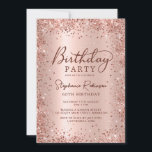 Invitation Elégant Rose métal Parties scintillant or 60e anni<br><div class="desc">Elégant rose moderne or métallique et parties scintillant 60e anniversaire invitations de fête. Ce design de carte à poutres adultes est composé d'un script de calligraphie manuscrit élégant, d'un arrière - plan métallique en faux or rose ou rose avec cadre de parties scintillant en glam autour. Facile à personnaliser, parfait...</div>