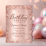 Invitation Elégant Rose métal Parties scintillant or 60e anni<br><div class="desc">Elégant rose moderne or métallique et parties scintillant 60e anniversaire invitations de fête. Ce design de carte à poutres adultes est composé d'un script de calligraphie manuscrit élégant, d'un arrière - plan métallique en faux or rose ou rose avec cadre de parties scintillant en glam autour. Facile à personnaliser, parfait...</div>