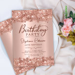 Invitation Elégant Rose métallique Parties scintillant d'or 3<br><div class="desc">Elégante rose moderne or métallique et parties scintillant 30e anniversaire invitations. Ce design de carte féminine adulte présente un script de calligraphie écrit à la main, un arrière - plan métallique à parties scintillant de glam, rose vif ou rose, en faux or brossé. Facile à personnaliser, parfait pour tout âge....</div>