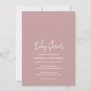 Invitation Elégant Rose moderne Dusty Baby shower fille rose