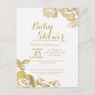 Invitation Élégant Rose moderne simple Baby shower or Floral 