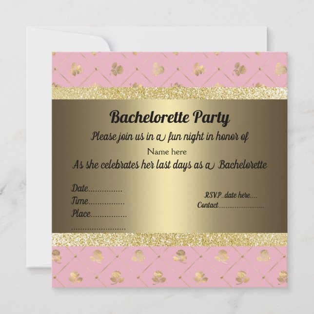 Invitation ELÉGANT ROSE or PASTEL PARTY BACHELORETTE (Devant)
