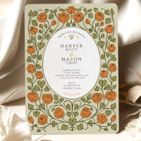 Elégant Rose orange et Mariage de coeur vert