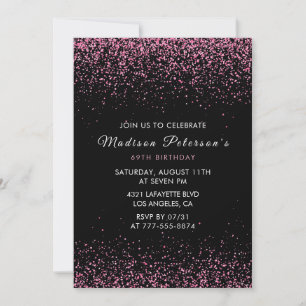 Invitation Élégant rose paillettes glamour 69e anniversaire