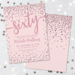 Invitation Élégant rose pâle 60e anniversaire