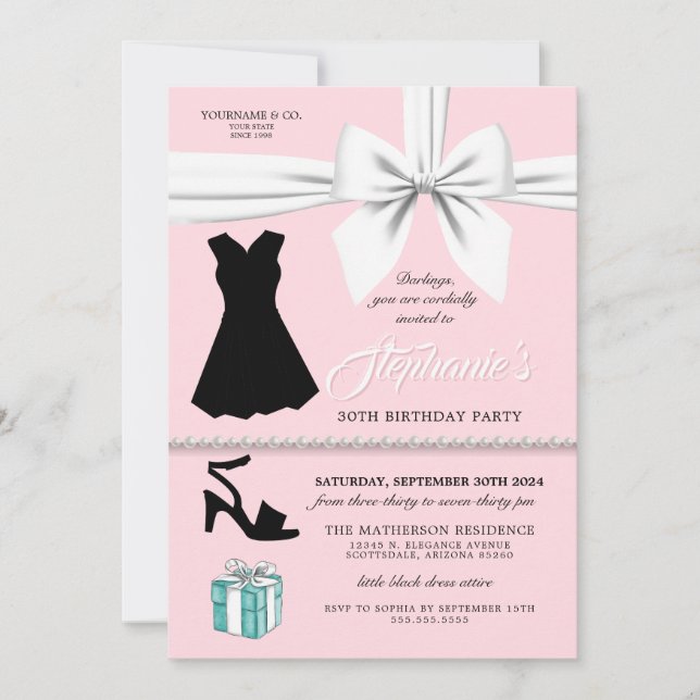 Invitation Élégant rose pâle mode avant anniversaire (Devant)